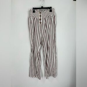 Derek Heart Pull Up Wide Leg Pants with White and Pink Stripes size L